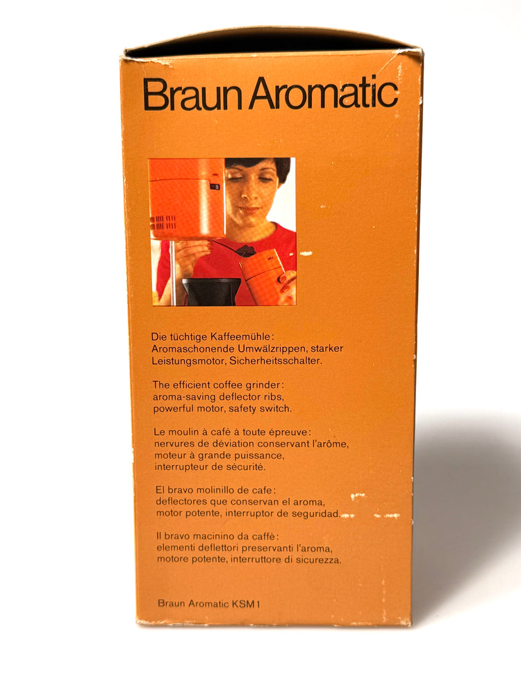 KSM1 Kaffeemühle von Braun, Entwurf Reinhold Weiß, 1967, in Orange