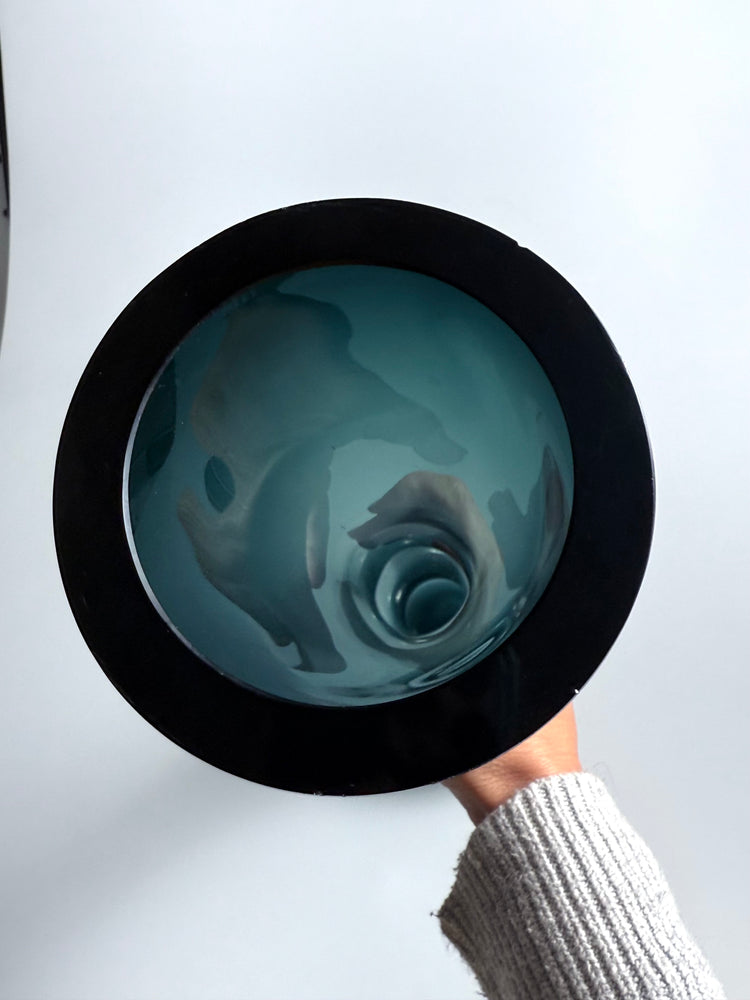 Große Bodenvase Glas Petrolfarben Türkis A.Percy Schweden 60s