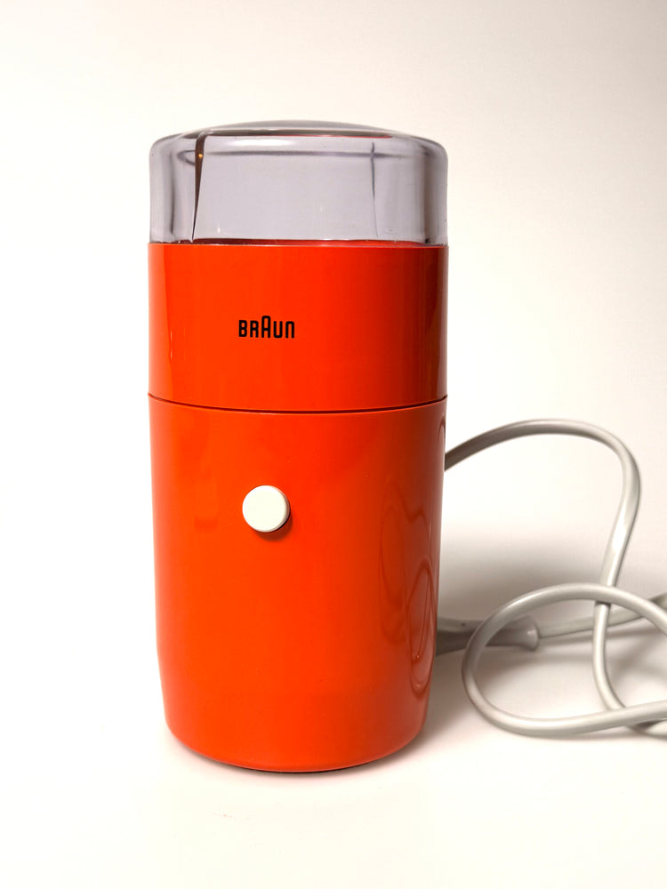 KSM1 Kaffeemühle von Braun, Entwurf Reinhold Weiß, 1967, in Orange