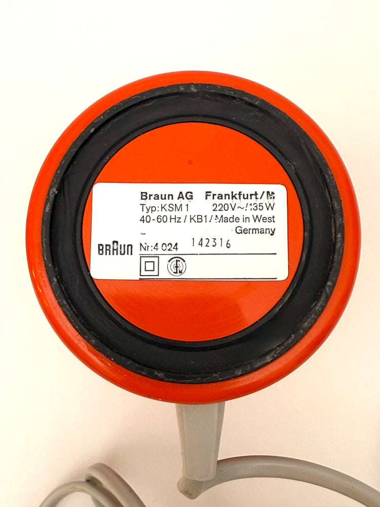 KSM1 Kaffeemühle von Braun, Entwurf Reinhold Weiß, 1967, in Orange