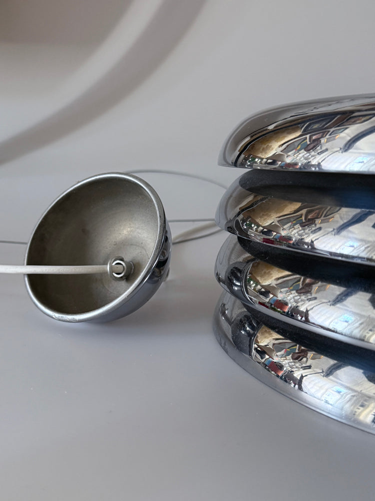 Große Spaceage Chrom Pendelleuchte von Tamàs Borsfay, Ungarn 1970er