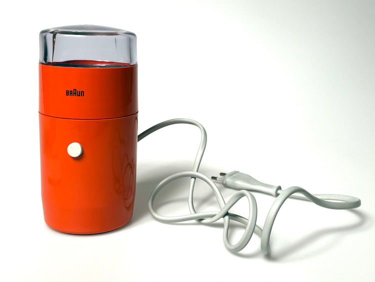 KSM1 Kaffeemühle von Braun, Entwurf Reinhold Weiß, 1967, in Orange