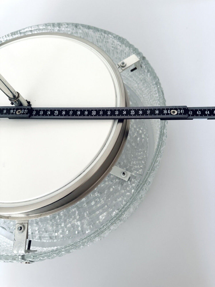 Kaiser Leuchten Lampe Pendant Eisglas Diffuser Glas 1960er 70er Vintage