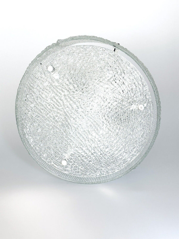 Kaiser Leuchten Lampe Pendant Eisglas Diffuser Glas 1960er 70er Vintage