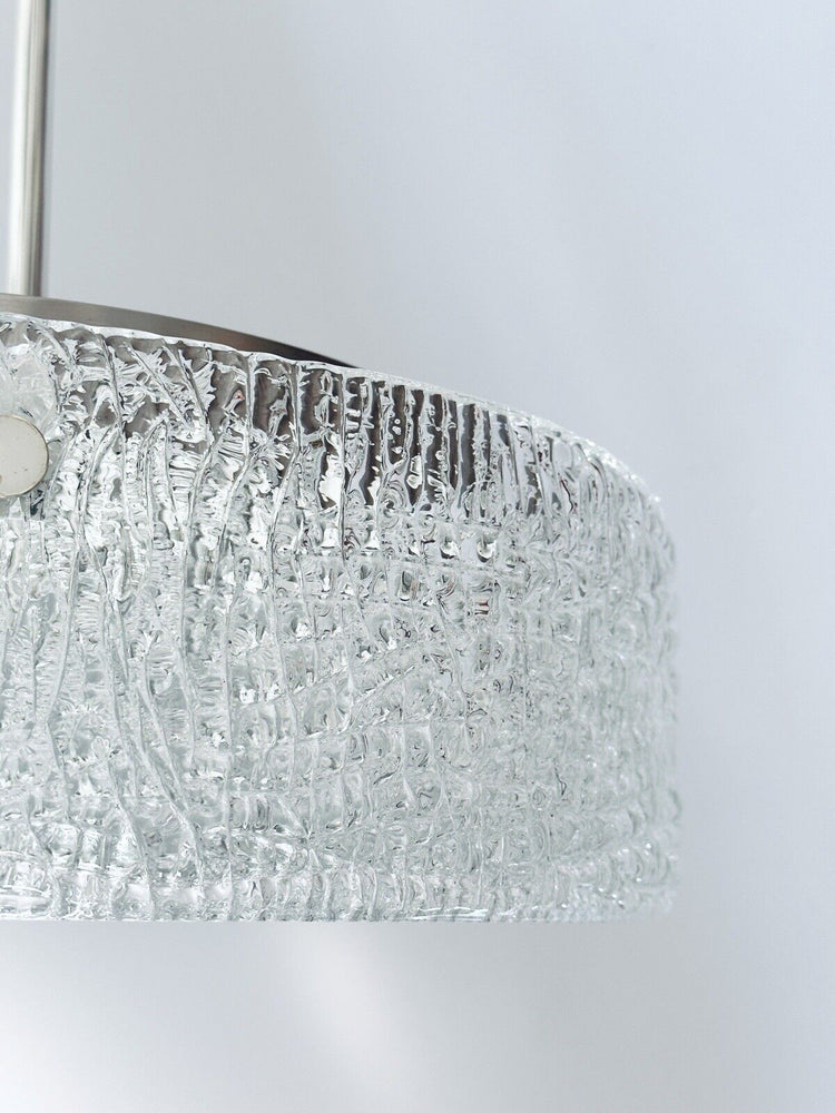 Kaiser Leuchten Lampe Pendant Eisglas Diffuser Glas 1960er 70er Vintage