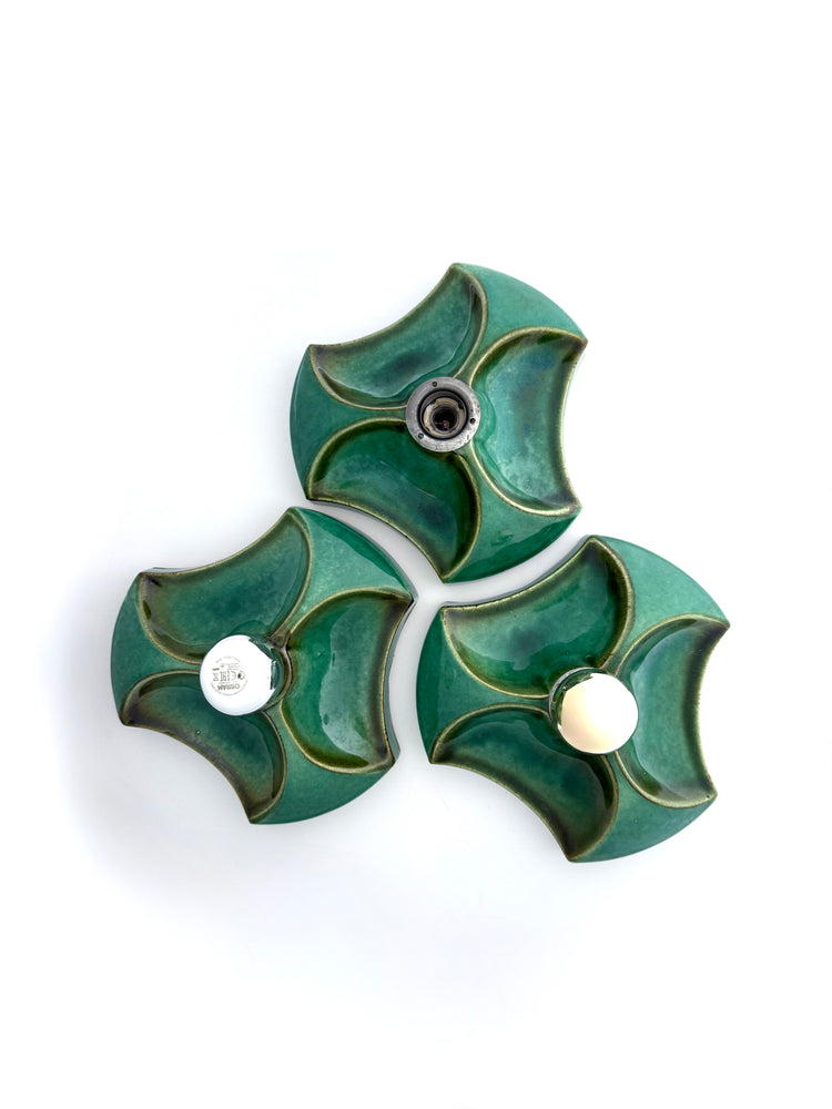 3er Set Wandlampen aus Keramik, SpaceAge, Hustadt, Deutschland, 1960er