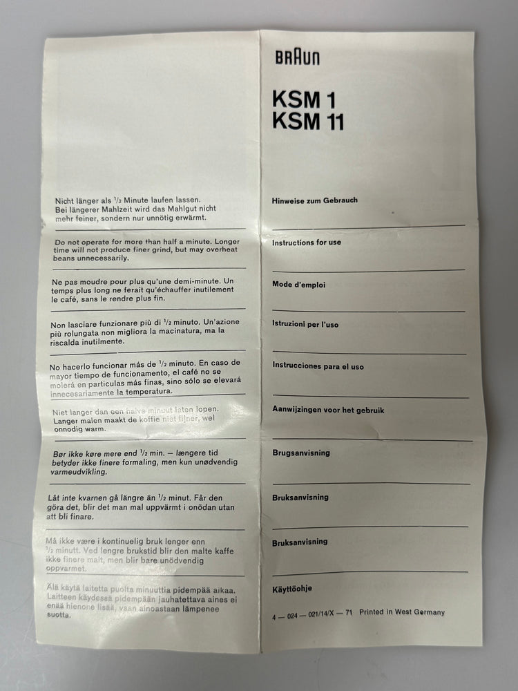 KSM1 Kaffeemühle von Braun, Entwurf Reinhold Weiß, 1967, in Orange