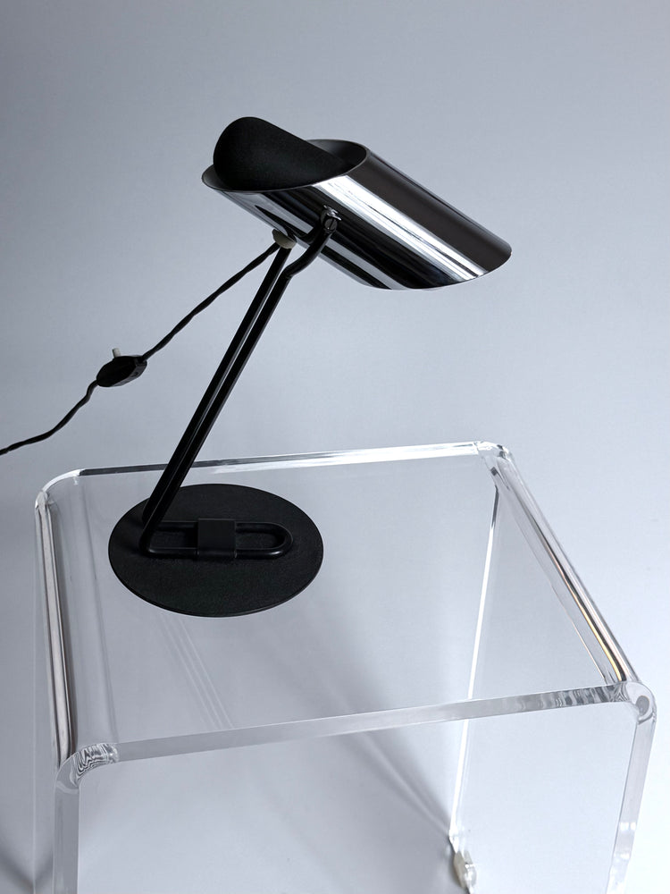 Pair of lamps, Italian vintage design, chrome, space-age table lamp from the 1970s