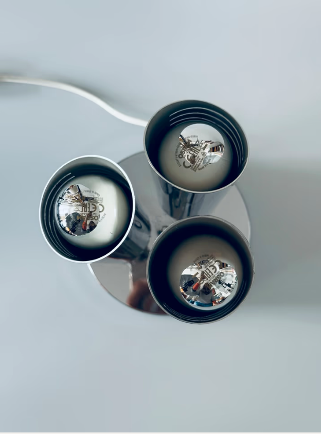 Reggiani Tischleuchte Lampe Chrom Spaceage Italy 70er