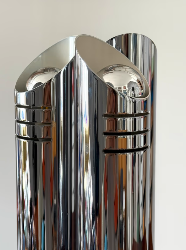 Reggiani Tischleuchte Lampe Chrom Spaceage Italy 70er