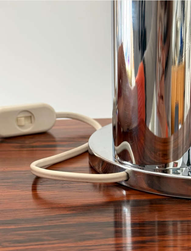 Reggiani Tischleuchte Lampe Chrom Spaceage Italy 70er