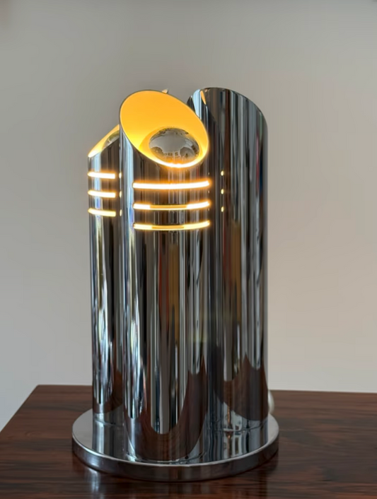Reggiani Tischleuchte Lampe Chrom Spaceage Italy 70er