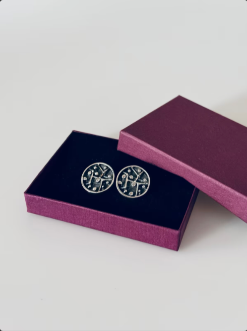 Manschettenknöpfe vintage brutalist groß echtes Silber