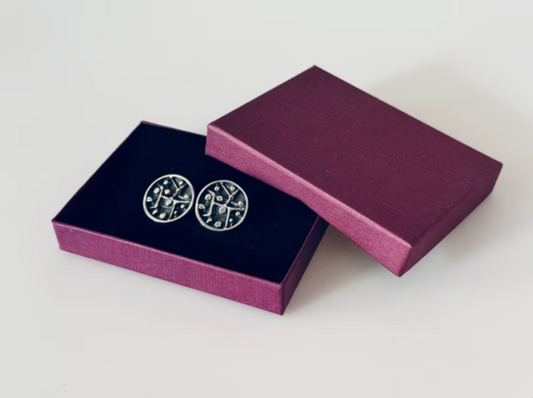 Manschettenknöpfe vintage brutalist groß echtes Silber