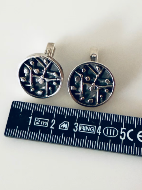 Manschettenknöpfe vintage brutalist groß echtes Silber