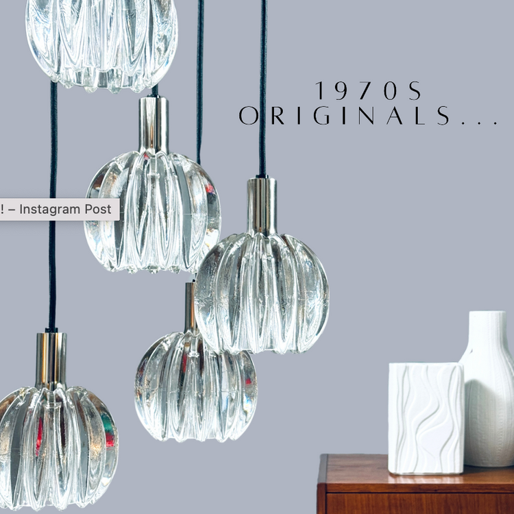 Pendelleuchte Kaskade Glas Chrom Lampe Deckenlampe 1970er