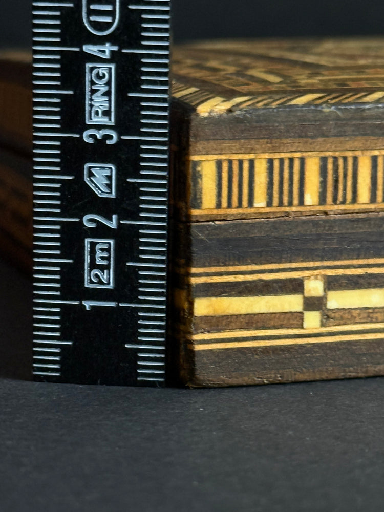 Antique wooden box with inlays from the Middle East, circa 1900