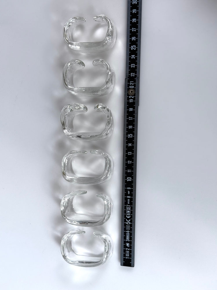 6 edle Serviettenringe Eisglas Kristall Glas 1960er