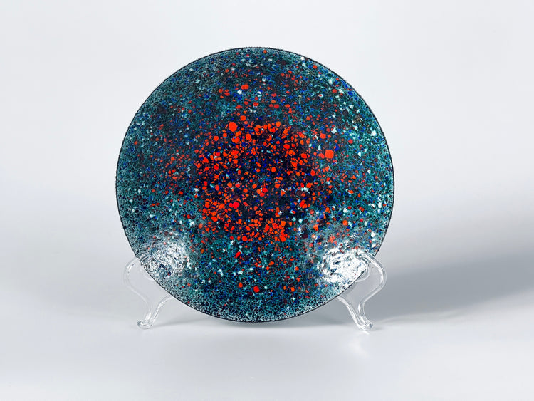 Schale Emaille Handarbeit bunt abstrakt groß Deutschland 1960er