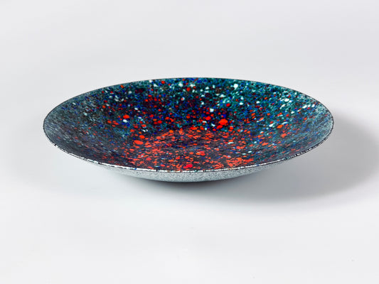 Schale Emaille Handarbeit bunt abstrakt groß Deutschland 1960er