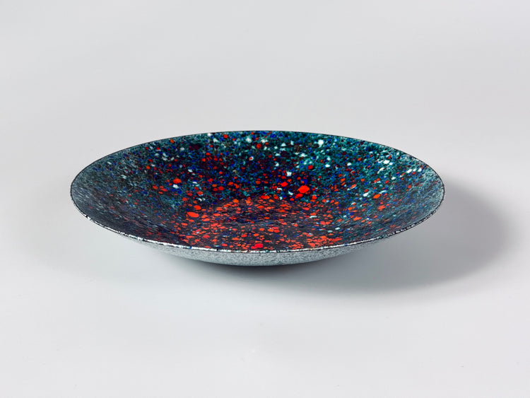 Schale Emaille Handarbeit bunt abstrakt groß Deutschland 1960er