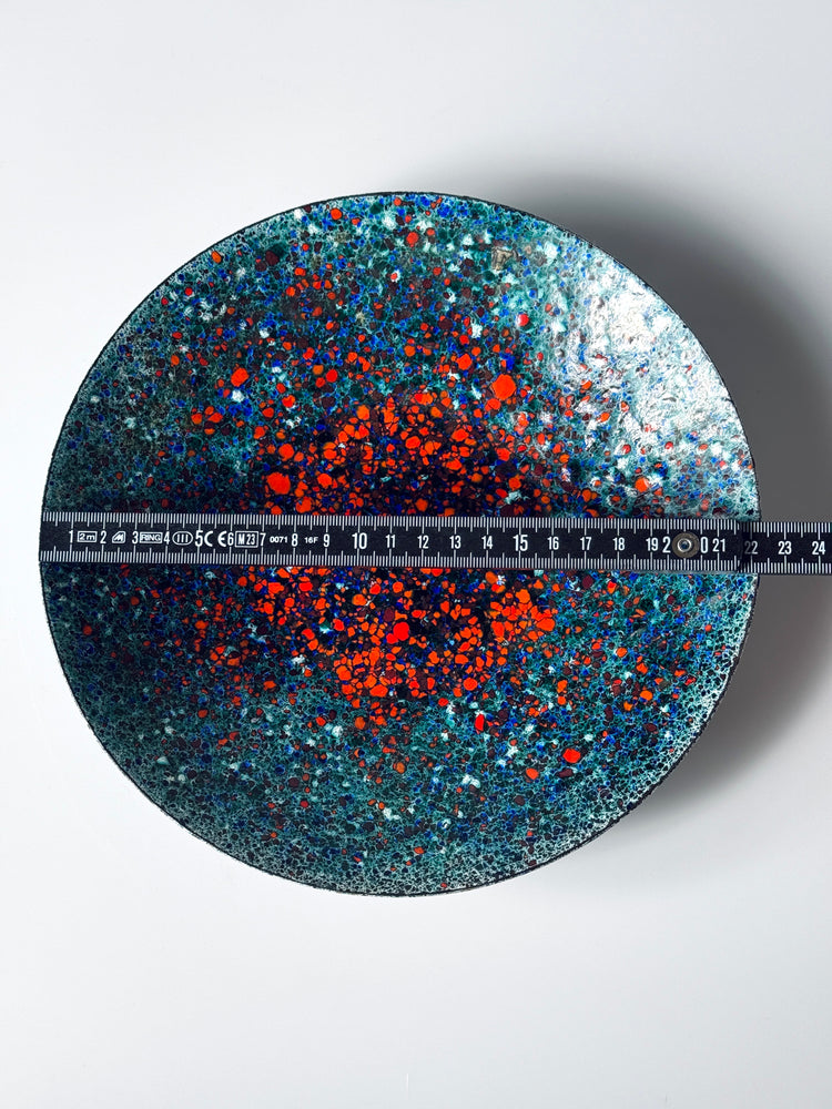 Schale Emaille Handarbeit bunt abstrakt groß Deutschland 1960er