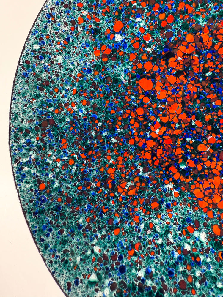 Schale Emaille Handarbeit bunt abstrakt groß Deutschland 1960er