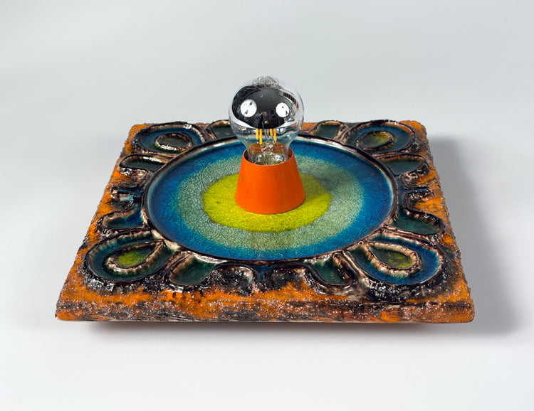 Kaiser Wandleuchte Fat Lava Lampe Keramik Craquelé 1960er