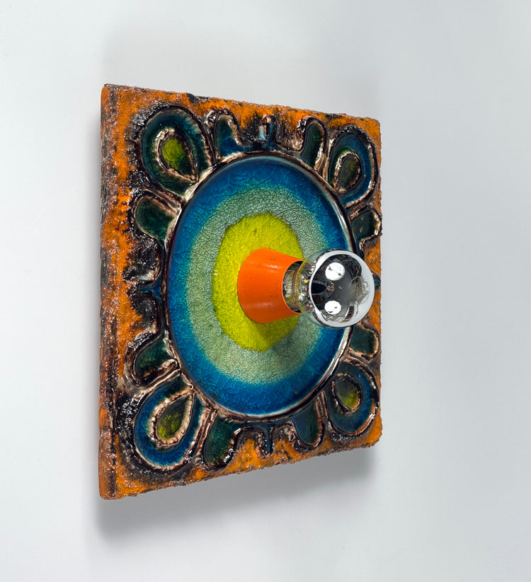 Kaiser Wandleuchte Fat Lava Lampe Keramik Craquelé 1960er