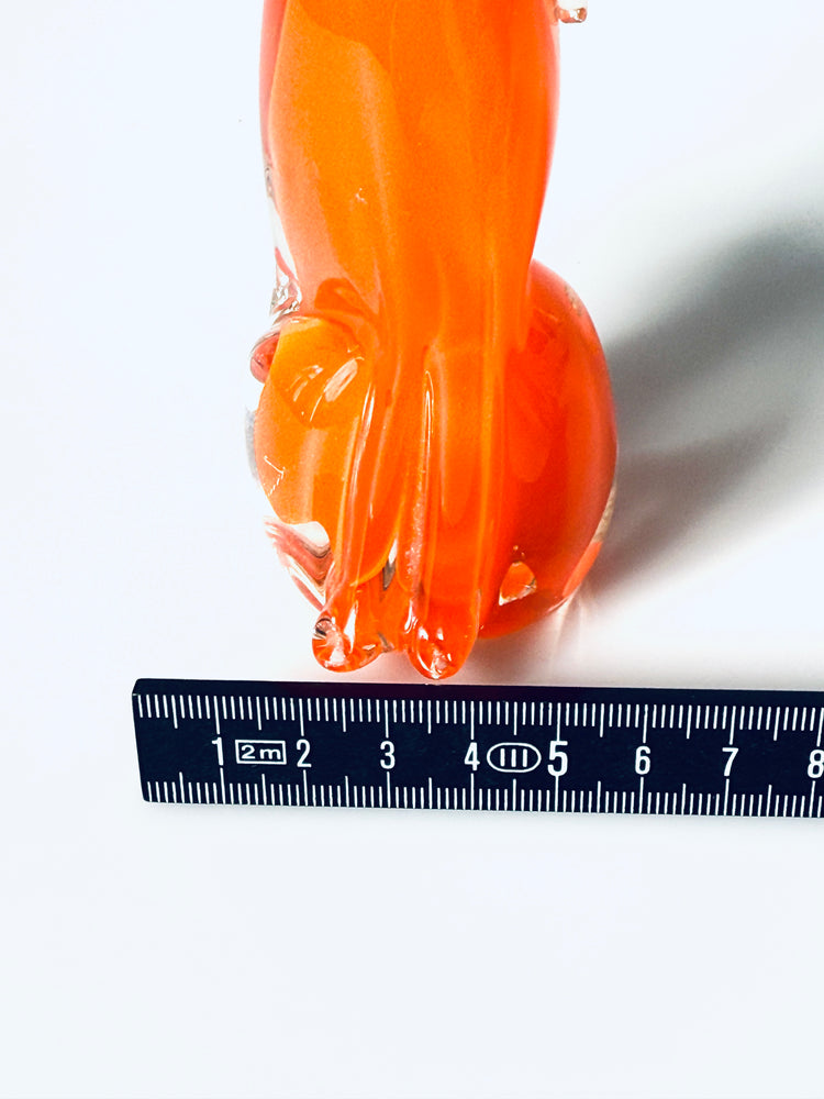 Katze Murano Glas Skulptur Seguso Sommerso Italy Orange 1960er