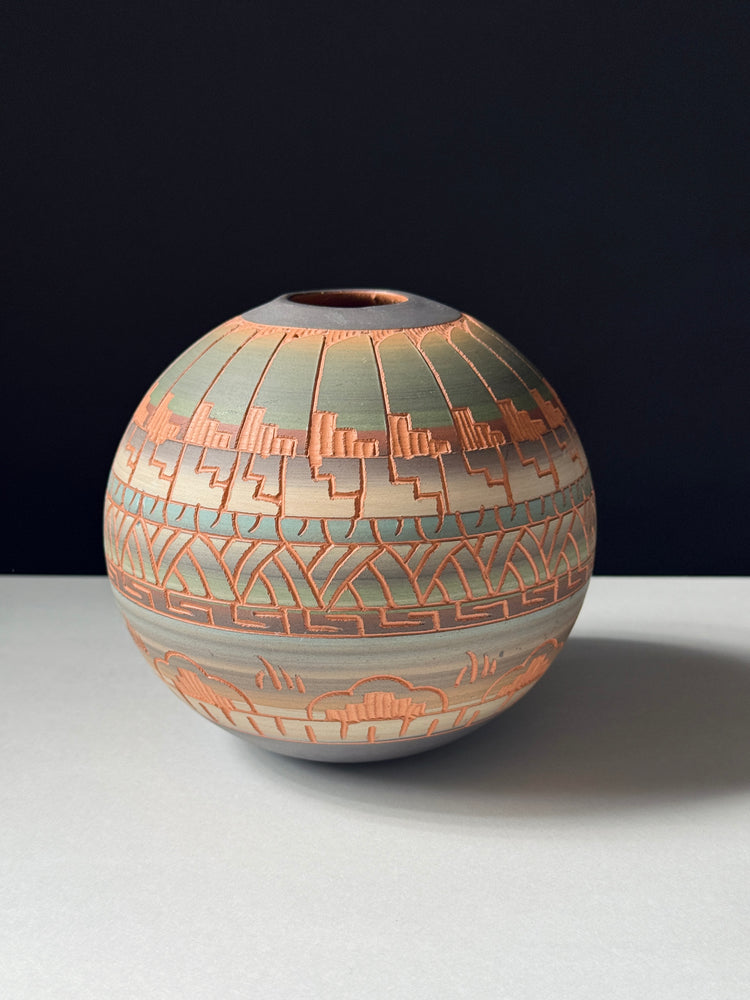 Vase Native American Navajo Art Evelyn Johnson signiert 1980er