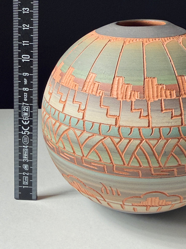 Vase Native American Navajo Art Evelyn Johnson signiert 1980er