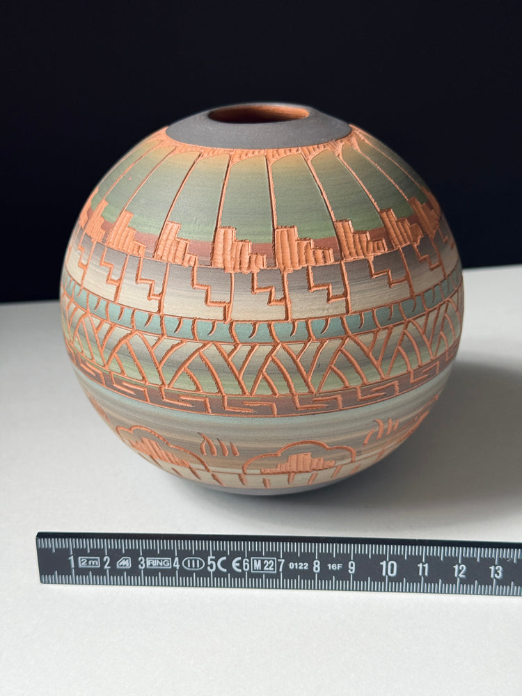 Vase Native American Navajo Art Evelyn Johnson signiert 1980er
