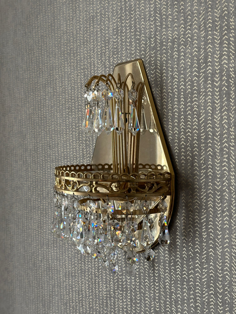 Wandleuchte Wandlampe Lampe Bleikristall Gold wie Palwa 1950er