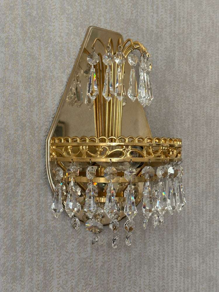 Wandleuchte Wandlampe Lampe Bleikristall Gold wie Palwa 1950er