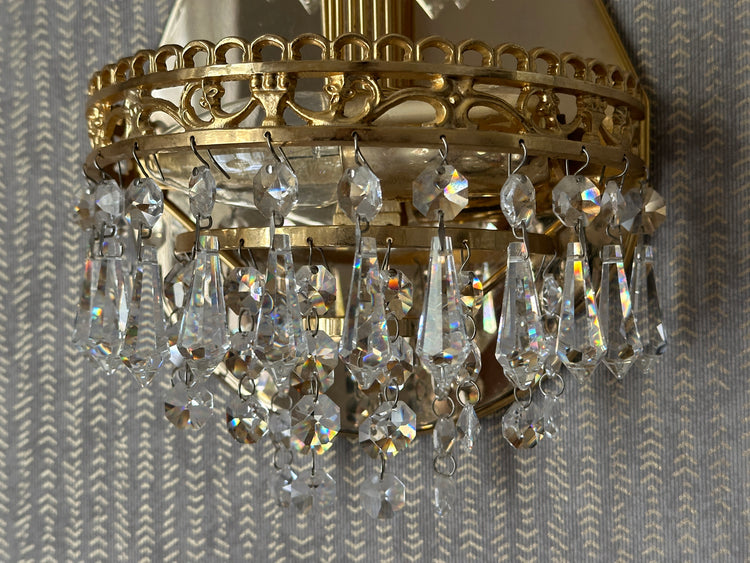 Wandleuchte Wandlampe Lampe Bleikristall Gold wie Palwa 1950er