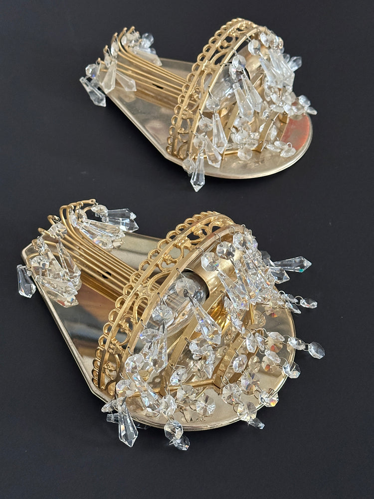 Wandleuchte Wandlampe Lampe Bleikristall Gold wie Palwa 1950er