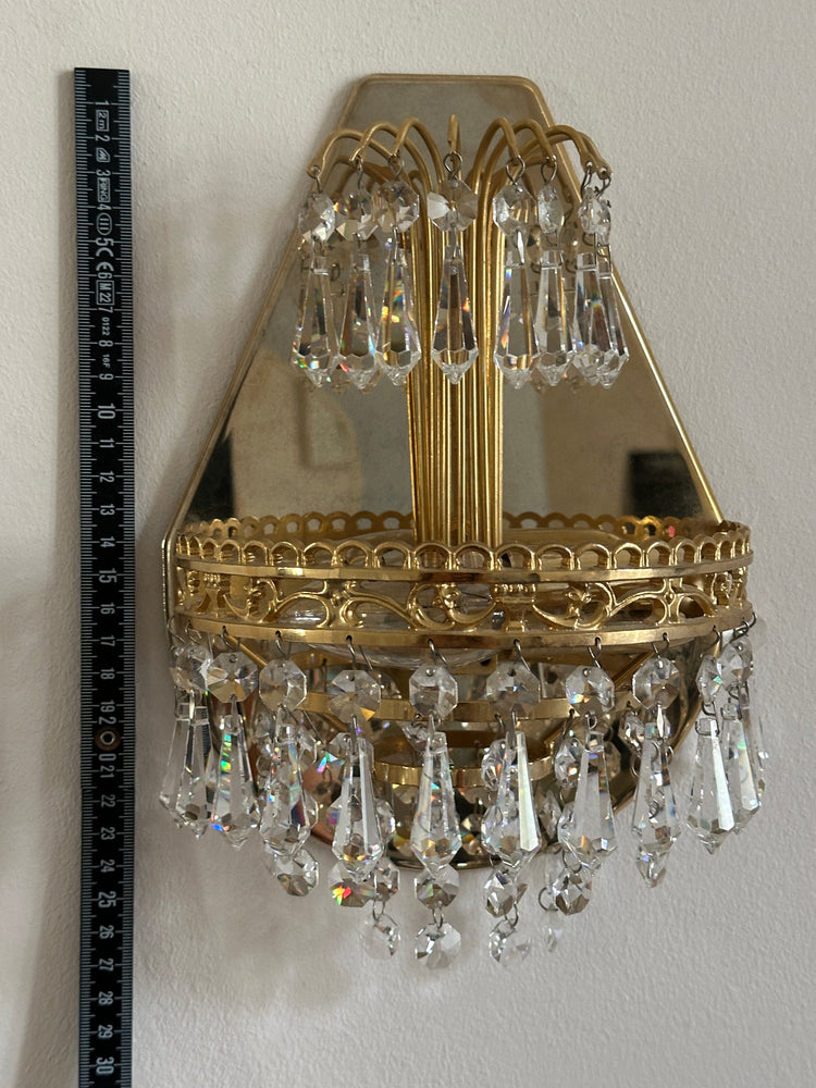 Wandleuchte Wandlampe Lampe Bleikristall Gold wie Palwa 1950er