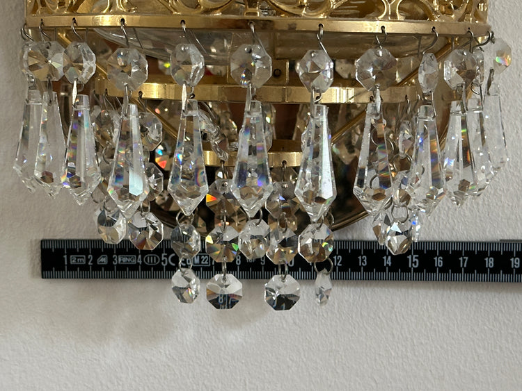 Wandleuchte Wandlampe Lampe Bleikristall Gold wie Palwa 1950er