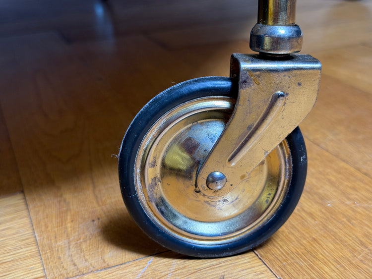 Servierwagen/ Barwagen aus Messing und Glas 1950er