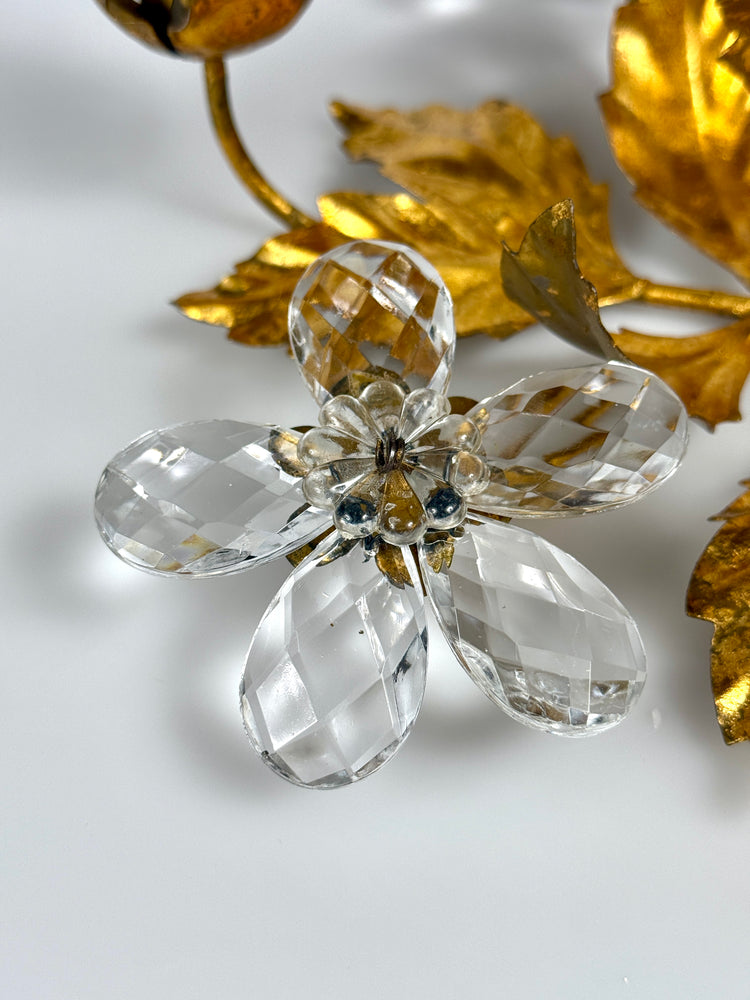 Florentiner Kerzenhalter von Banci Firenze Italy Murano Kristall Gold 1960er