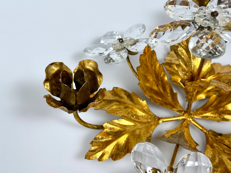 Florentiner Kerzenhalter von Banci Firenze Italy Murano Kristall Gold 1960er