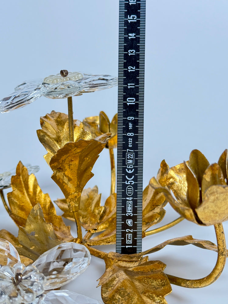 Florentiner Kerzenhalter von Banci Firenze Italy Murano Kristall Gold 1960er