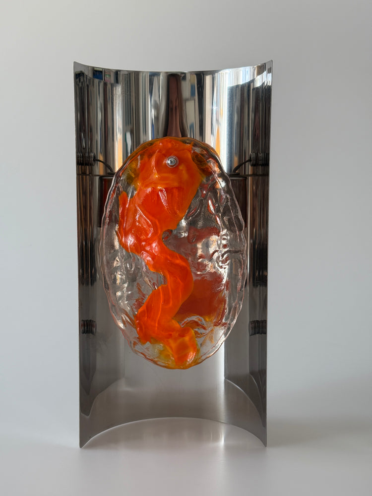 Mazzega Wandleuchte Wandlampe Murano Glas Chrom Lampe Paar 70er