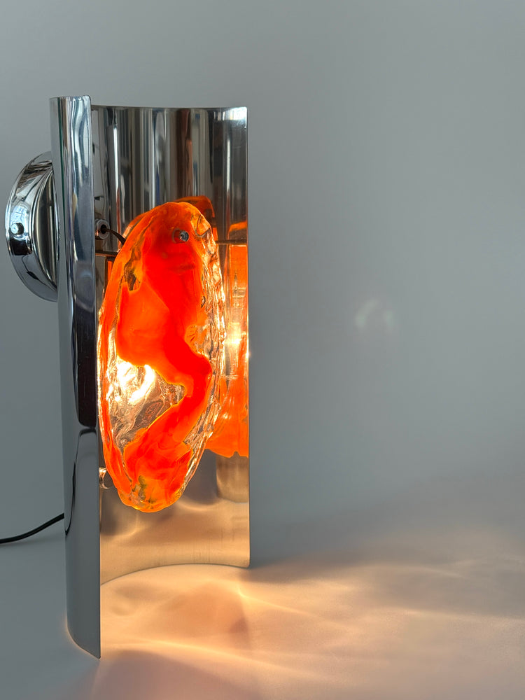 Mazzega Wandleuchte Wandlampe Murano Glas Chrom Lampe Paar 70er