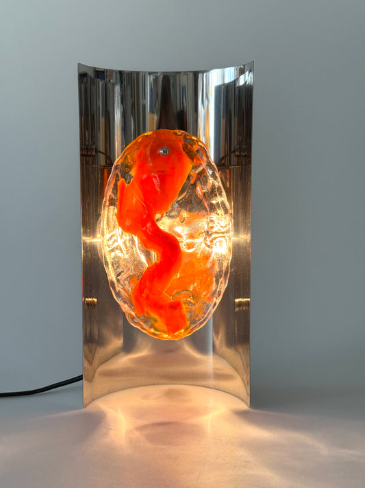 Mazzega Wandleuchte Wandlampe Murano Glas Chrom Lampe Paar 70er