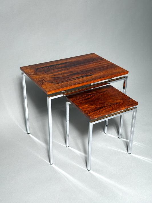 Beistelltisch Satztisch Palisander Chrom Pastoe 1970er