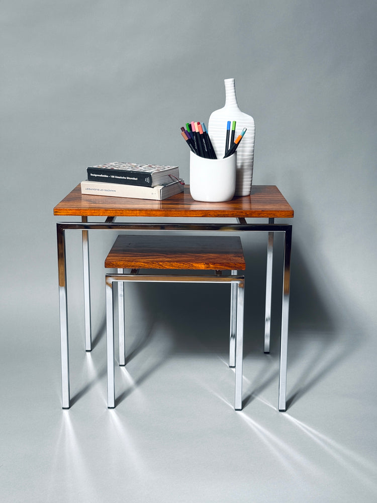 Beistelltisch Satztisch Palisander Chrom Pastoe 1970er