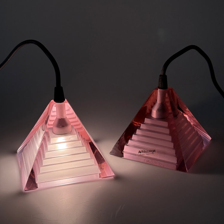 Mazzega Lampen Pendelleuchten Paar Murano Pyramid Piva Italy