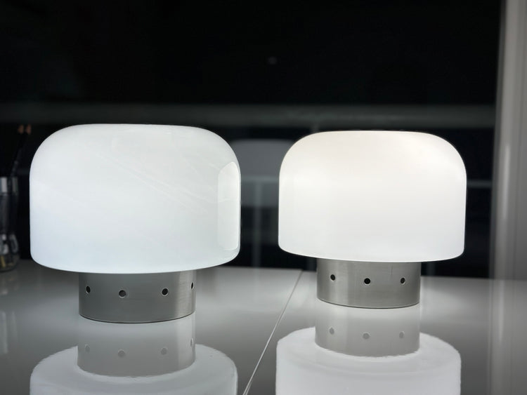 Tischleuchte Nachttisch Lampe Stilux Milano Italy Glas 1970er